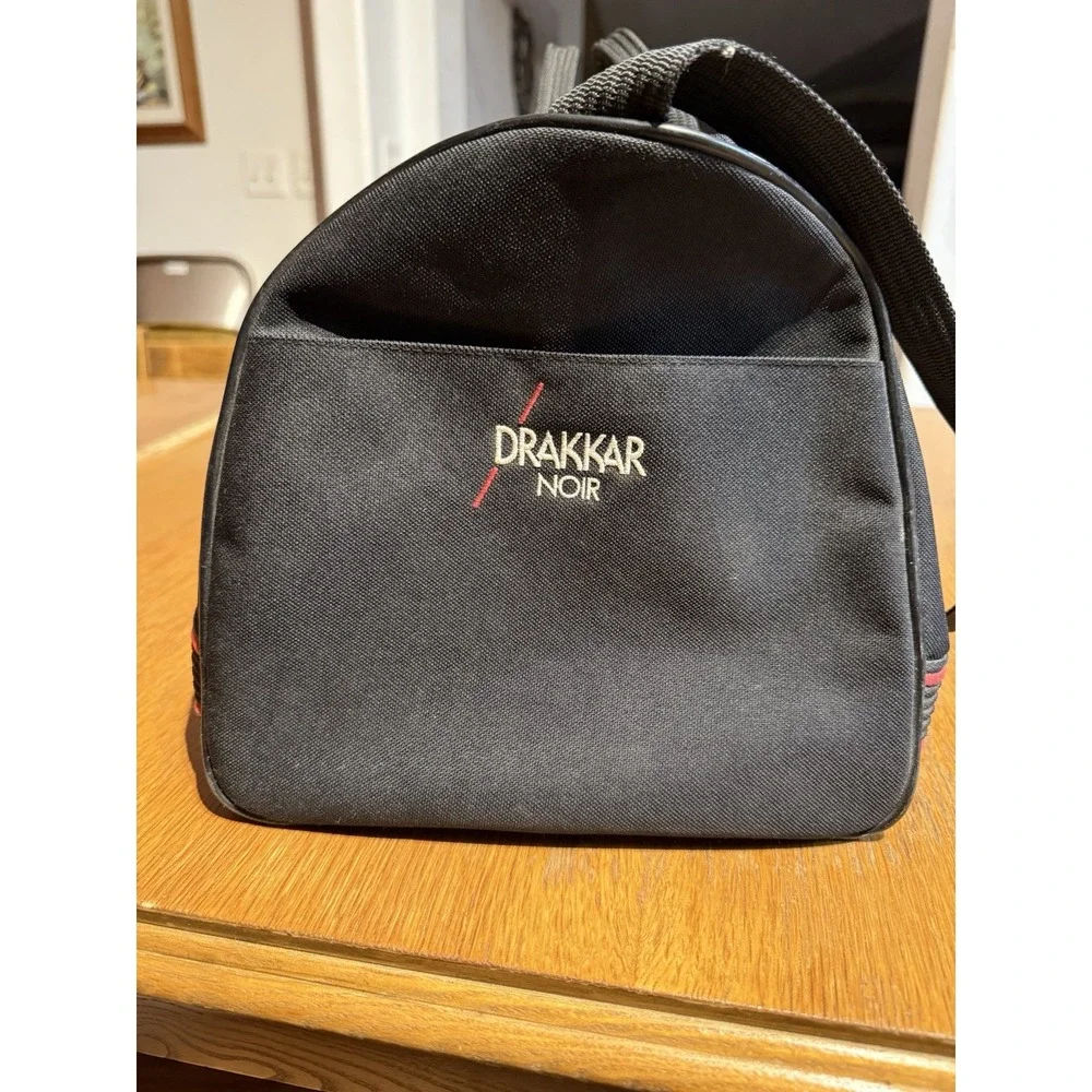 Vintage‎ Drakkar Noir Duffel Bag Black Red Promo Travel Gym Bag Cologne Logo